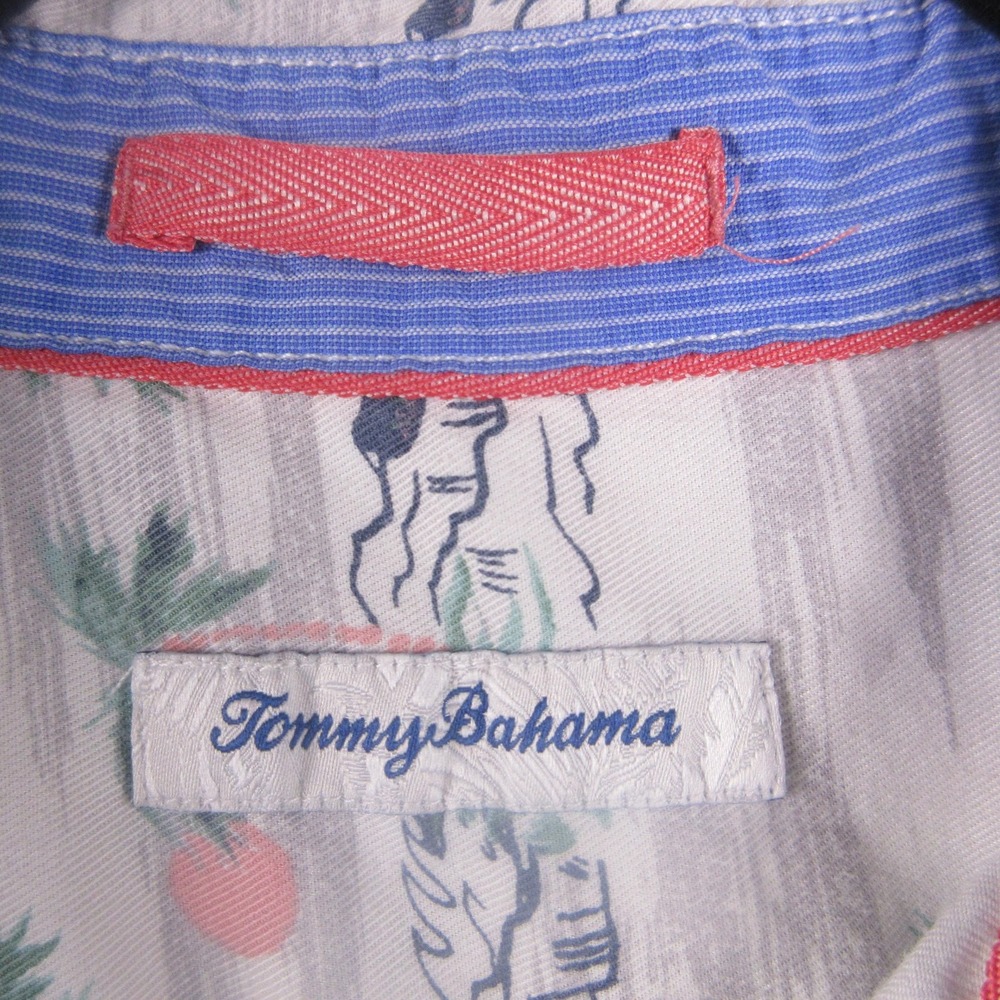 Tommy‎ Bahama Shirt Mens XL Beige Hawaiian Tropical Button Front Short Sleeve - Picture 3 of 8